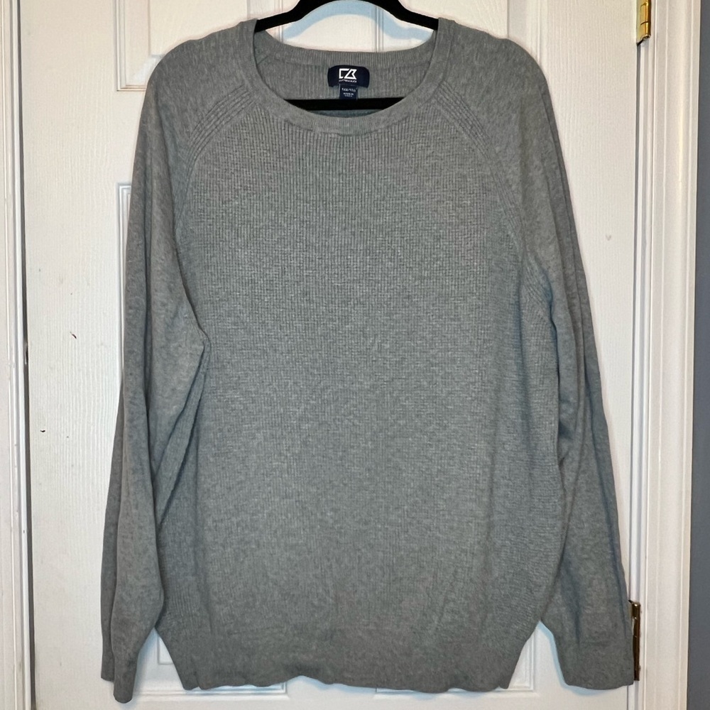 Cutter & Buck Men's Lakemont Mixed Stitch Crew LS Sweater - Grey - Sz 1XB